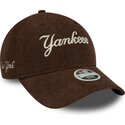 new-era-curved-brim-women-9twenty-cord-script-new-york-yankees-mlb-brown-adjustable-cap