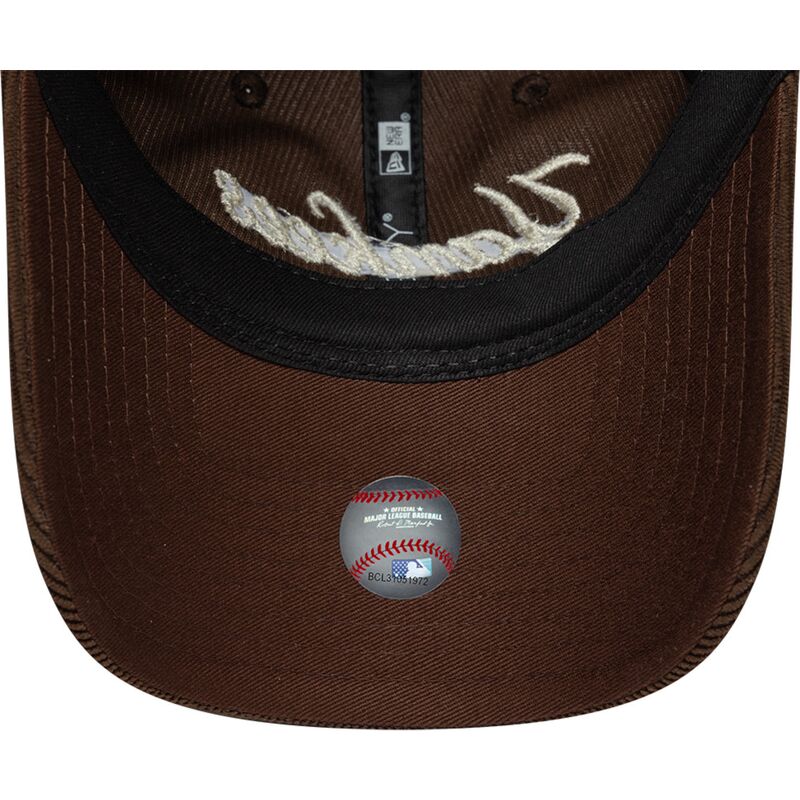 new-era-curved-brim-women-9twenty-cord-script-new-york-yankees-mlb-brown-adjustable-cap