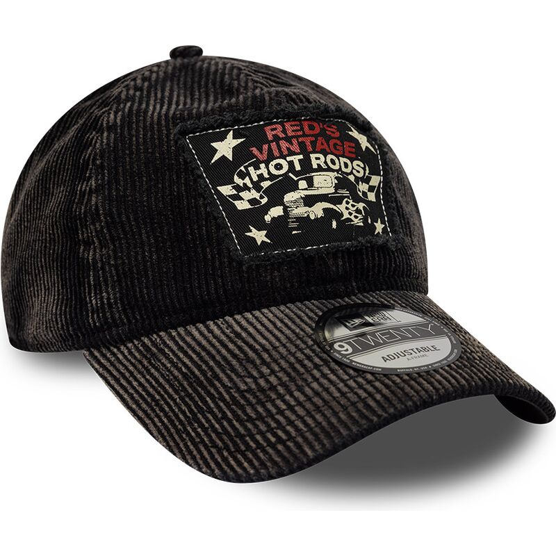 casquette-courbee-noire-ajustable-9twenty-patch-acid-cord-hot-rods-new-era
