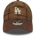 casquette-courbee-marron-ajustable-9twenty-mix-check-los-angeles-dodgers-mlb-new-era