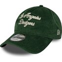 new-era-curved-brim-9twenty-a-frame-cord-script-los-angeles-dodgers-mlb-green-adjustable-cap