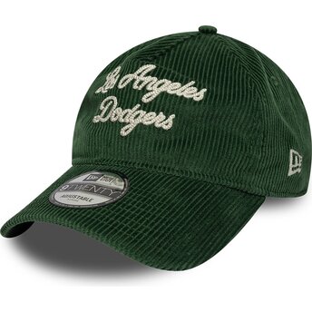 New Era Curved Brim 9TWENTY A Frame Cord Script Los Angeles Dodgers MLB Green Adjustable Cap