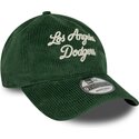 new-era-curved-brim-9twenty-a-frame-cord-script-los-angeles-dodgers-mlb-green-adjustable-cap