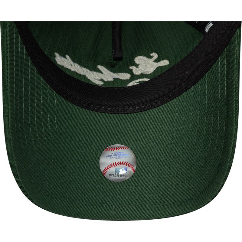 new-era-curved-brim-9twenty-a-frame-cord-script-los-angeles-dodgers-mlb-green-adjustable-cap