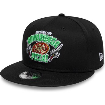 New Era Flat Brim Youth 9FIFTY Cowabunga Pizza Teenage Mutant Ninja Turtles Black Snapback Cap