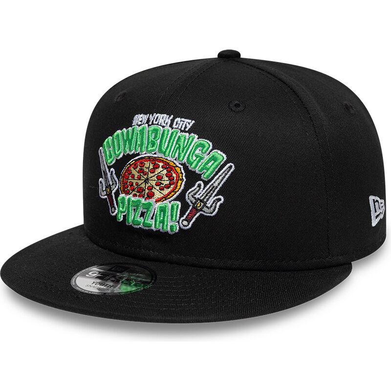 new-era-flat-brim-youth-9fifty-cowabunga-pizza-teenage-mutant-ninja-turtles-black-snapback-cap