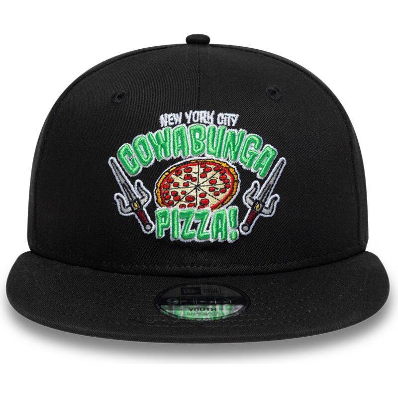 new-era-flat-brim-youth-9fifty-cowabunga-pizza-teenage-mutant-ninja-turtles-black-snapback-cap