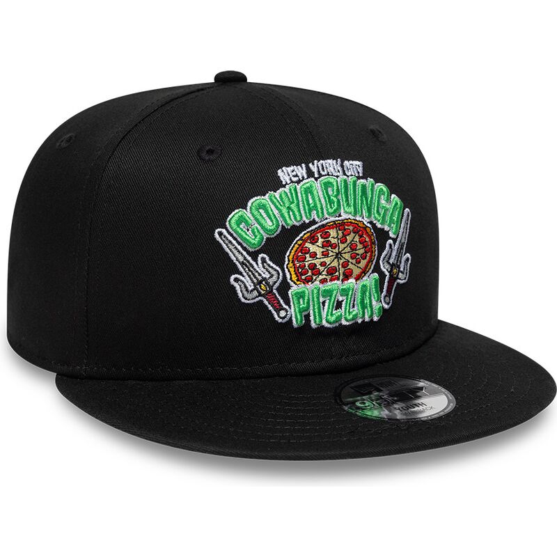 new-era-flat-brim-youth-9fifty-cowabunga-pizza-teenage-mutant-ninja-turtles-black-snapback-cap