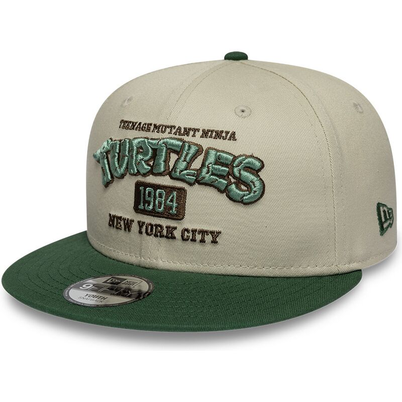 new-era-flat-brim-youth-9fifty-teenage-mutant-ninja-turtles-green-and-beige-snapback-cap