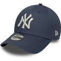 new-era-curved-brim-youth-9forty-league-essential-new-york-yankees-mlb-grey-blue-adjustable-cap