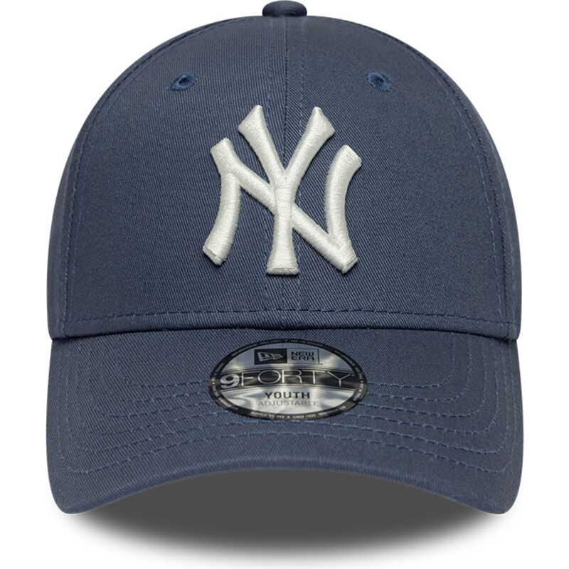 new-era-curved-brim-youth-9forty-league-essential-new-york-yankees-mlb-grey-blue-adjustable-cap