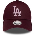new-era-curved-brim-women-pink-logo-9forty-metallic-los-angeles-dodgers-mlb-maroon-adjustable-cap