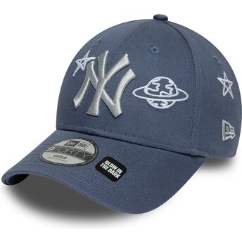 New Era Curved Brim Youth 9FORTY Space Glow In The Dark New York Yankees MLB Blue Adjustable Cap