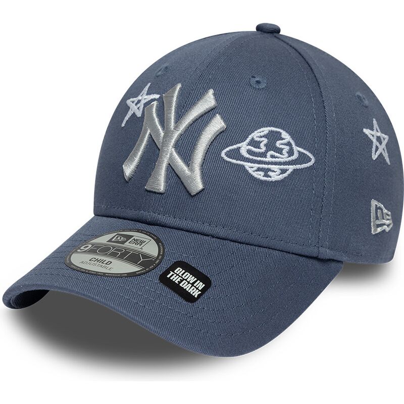 new-era-curved-brim-youth-9forty-space-glow-in-the-dark-new-york-yankees-mlb-blue-adjustable-cap