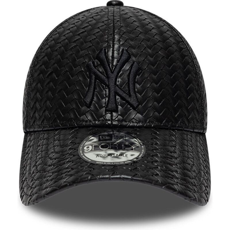 new-era-curved-brim-black-logo-9forty-pu-weave-new-york-yankees-mlb-black-snapback-cap