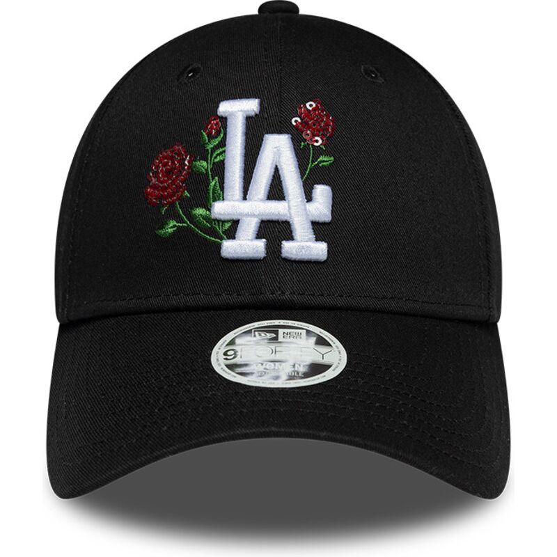 new-era-curved-brim-women-9forty-rose-sequin-los-angeles-dodgers-mlb-black-snapback-cap