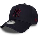 casquette-courbee-bleue-marine-snapback-avec-logo-rouge-e-frame-team-outline-new-york-yankees-mlb-new-era