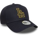 new-era-curved-brim-golden-logo-e-frame-metallic-outline-los-angeles-dodgers-mlb-navy-blue-snapback-cap