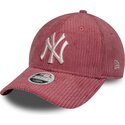 new-era-curved-brim-women-9forty-m-crown-chunky-cord-new-york-yankees-mlb-pink-adjustable-cap