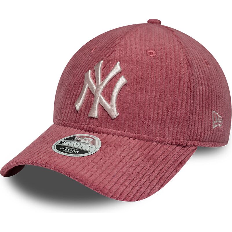 new-era-curved-brim-women-9forty-m-crown-chunky-cord-new-york-yankees-mlb-pink-adjustable-cap