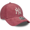 new-era-curved-brim-women-9forty-m-crown-chunky-cord-new-york-yankees-mlb-pink-adjustable-cap