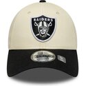 new-era-curved-brim-9forty-colour-block-las-vegas-raiders-nfl-beige-and-black-adjustable-cap