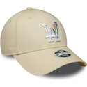 new-era-curved-brim-women-9forty-flower-icon-los-angeles-dodgers-mlb-beige-adjustable-cap