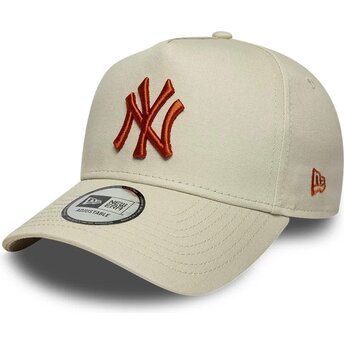 Casquette courbée beige snapback avec logo marron E Frame League Essential New York Yankees MLB New Era