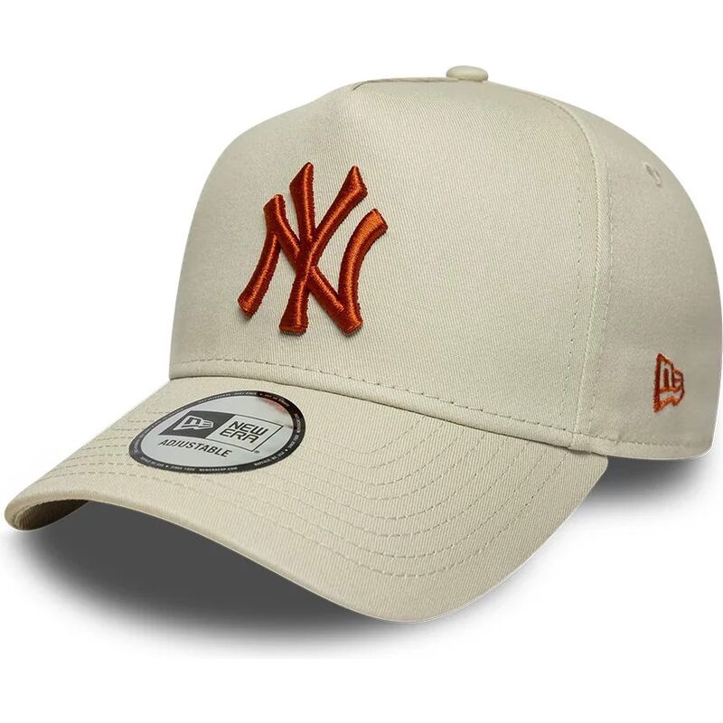 casquette-courbee-beige-snapback-avec-logo-marron-e-frame-league-essential-new-york-yankees-mlb-new-era