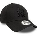 new-era-curved-brim-black-logo-9forty-league-essential-new-york-yankees-mlb-black-adjustable-cap
