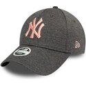 new-era-curved-brim-pink-logo-9forty-tech-jersey-new-york-yankees-mlb-grey-adjustable-cap