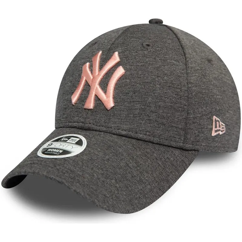 new-era-curved-brim-pink-logo-9forty-tech-jersey-new-york-yankees-mlb-grey-adjustable-cap new-era-curved-brim-pink-logo-9forty-tech-jersey-new-york-yankees-mlb-grey-adjustable-cap