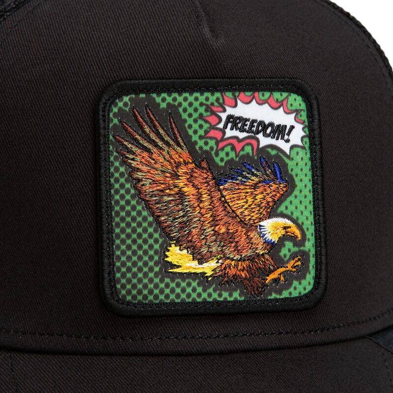 goorin-bros-eagle-freedom-eagle-pop-art-strikes-back-the-farm-black-trucker-hat goorin-bros-eagle-freedom-eagle-pop-art-strikes-back-the-farm-black-trucker-hat