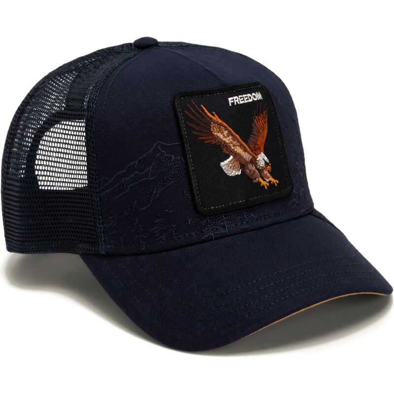 goorin-bros-eagle-eagle-badlands-freedom-the-farm-navy-blue-trucker-hat goorin-bros-eagle-eagle-badlands-freedom-the-farm-navy-blue-trucker-hat