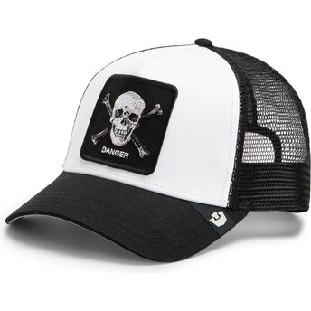 Goorin Bros. Danger Skull and Crossbones Original Recipe The Farm Black and White Trucker Hat