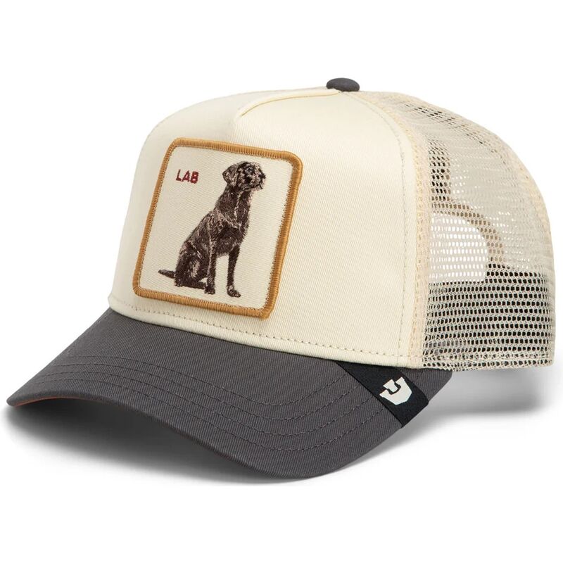casquette-trucker-creme-et-grise-chien-shadow-lab-off-the-leash-the-farm-goorin-bros