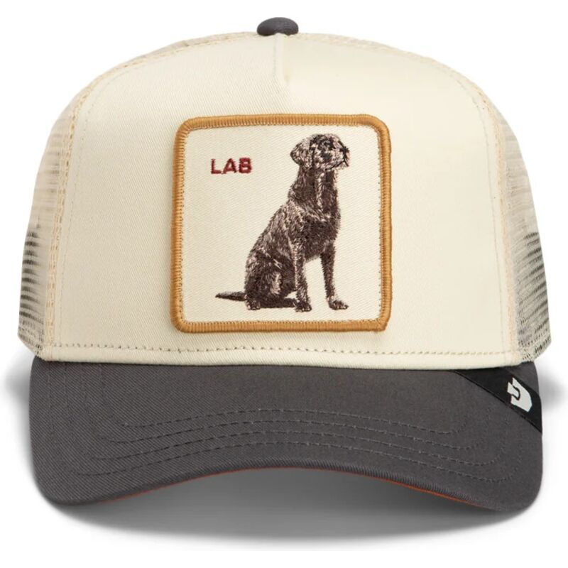 casquette-trucker-creme-et-grise-chien-shadow-lab-off-the-leash-the-farm-goorin-bros