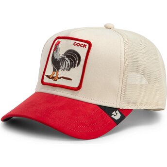Casquette trucker rouge et beige coq The Suede Rooster Microsuede Cock The Farm Goorin Bros.