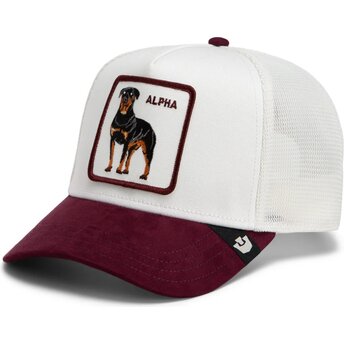 Casquette trucker blanche et grenat rottweiler Suede Alpha Microsuede The Farm Goorin Bros.