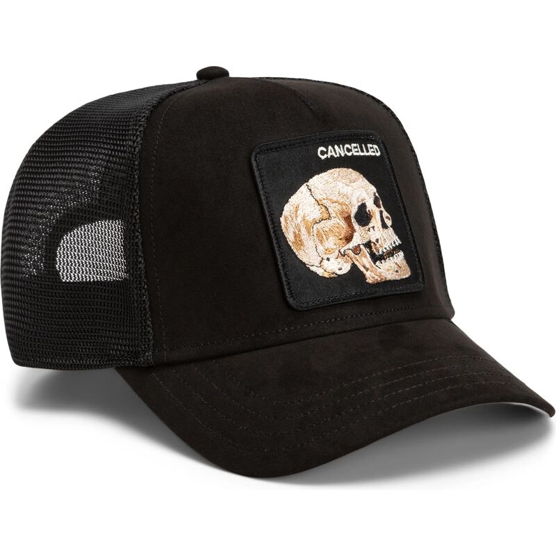 casquette-trucker-noire-crane-suede-cancelled-skull-microsuede-the-farm-goorin-bros