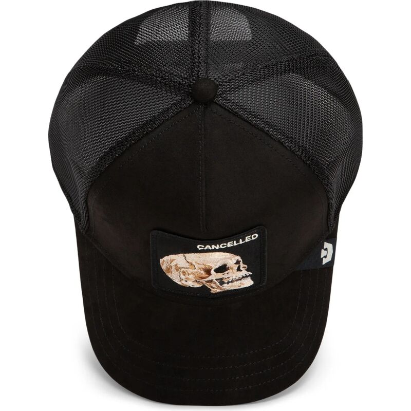 casquette-trucker-noire-crane-suede-cancelled-skull-microsuede-the-farm-goorin-bros