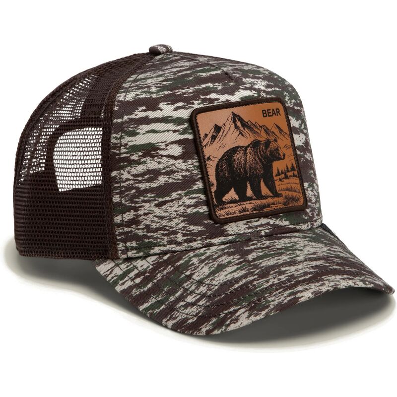 casquette-trucker-camouflage-et-marron-ours-engraved-bear-camo-glitch-the-farm-goorin-bros casquette-trucker-camouflage-et-marron-ours-engraved-bear-camo-glitch-the-farm-goorin-bros