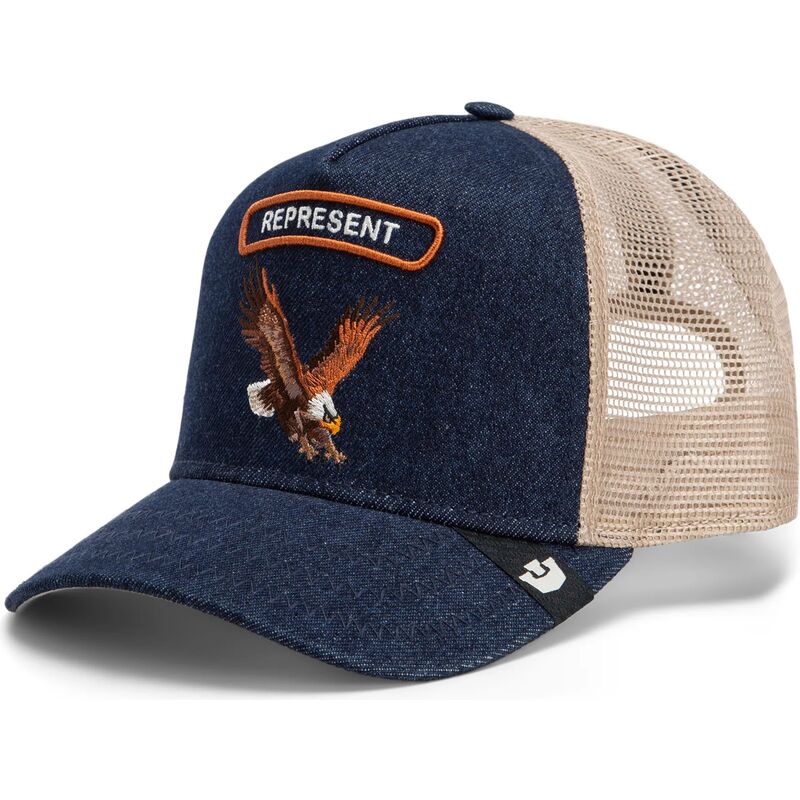 casquette-trucker-bleue-marine-et-beige-aigle-represent-rocker-denim-after-dark-the-farm-goorin-bros casquette-trucker-bleue-marine-et-beige-aigle-represent-rocker-denim-after-dark-the-farm-goorin-bros