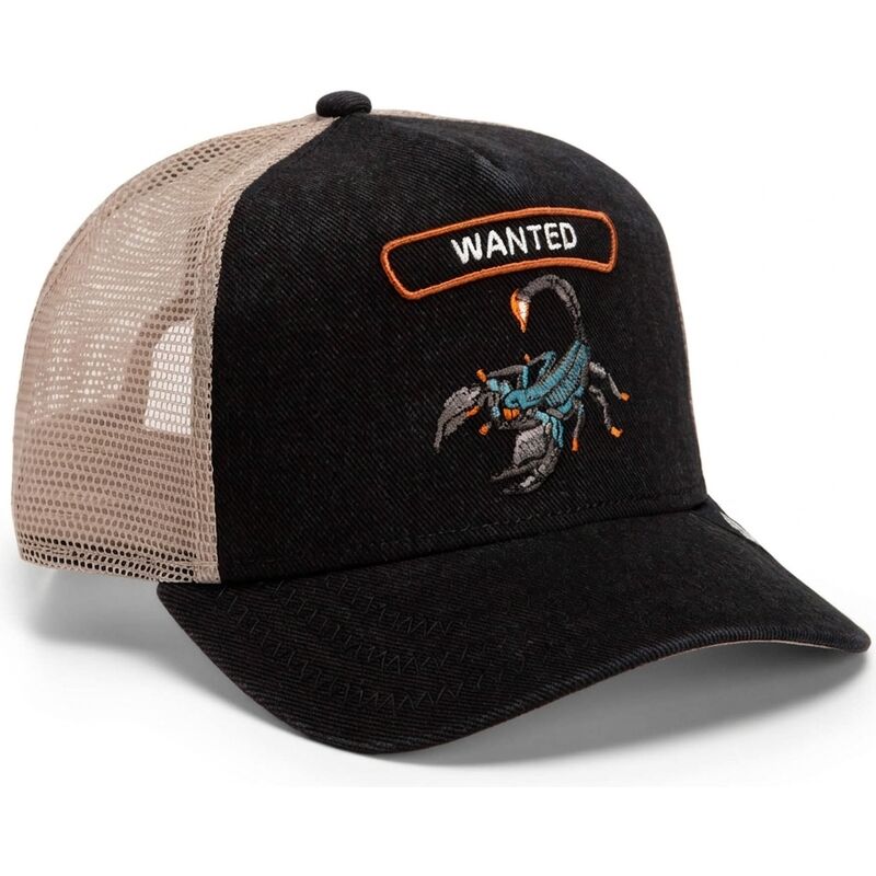 goorin-bros-scorpion-wanted-rocker-denim-after-dark-the-farm-black-and-beige-trucker-hat goorin-bros-scorpion-wanted-rocker-denim-after-dark-the-farm-black-and-beige-trucker-hat
