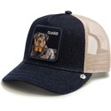 casquette-trucker-bleue-marine-et-beige-chien-guard-denim-after-dark-the-farm-goorin-bros