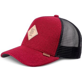 Casquette trucker rouge et noire HFT Knitted Fab Djinns