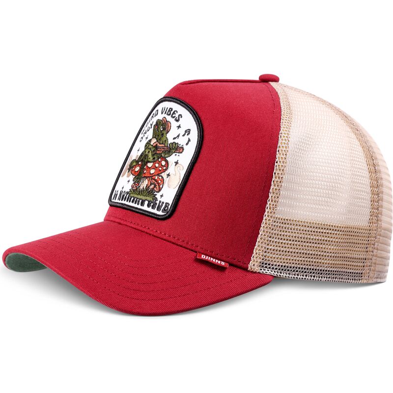 djinns-hft-do-nothing-club-weird-vibes-frog-red-and-beige-trucker-hat