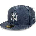 casquette-plate-bleue-marine-ajustee-59fifty-washed-new-york-yankees-mlb-new-era