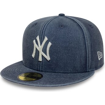 Casquette plate bleue marine ajustée 59FIFTY Washed New York Yankees MLB New Era