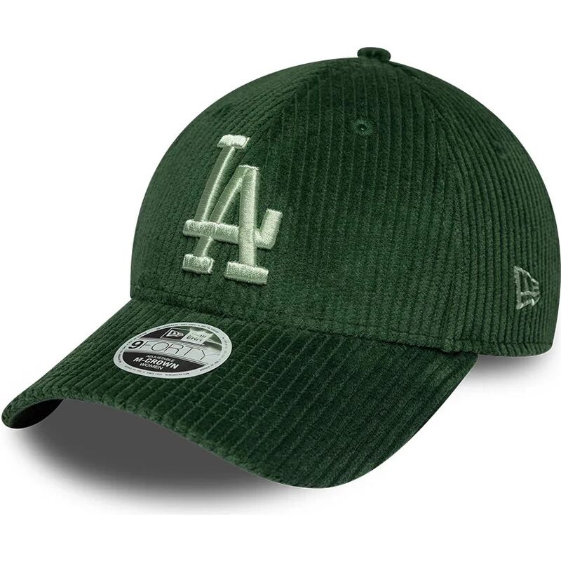 casquette-courbee-verte-snapback-pour-femme-avec-logo-vert-9forty-m-crown-chunky-cord-los-angeles-dodgers-mlb-new-era